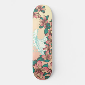Skateboard Ola de surf hawaiana Hibiscus Vintage