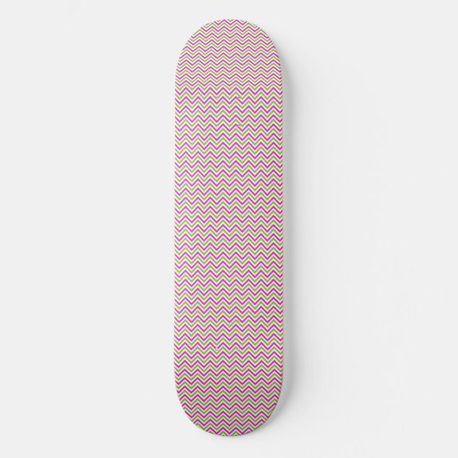 Skateboard Ola femenina rosa verde (Anverso)