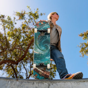 Skateboard Ola Mosaico Turquesa Teal