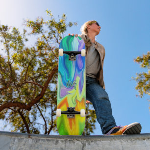 Skateboard Olas Ardiendo Abstractas Personalizadas