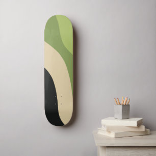 Skateboard olas, curvas verdes, negras y beige coloridas