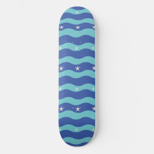 Skateboard Olas de océano azul marino y patrón sin fisuras de