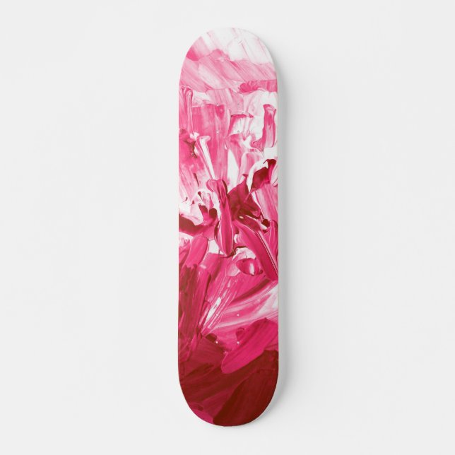 Skateboard Olas de pintura rosada abstracta (Anverso )