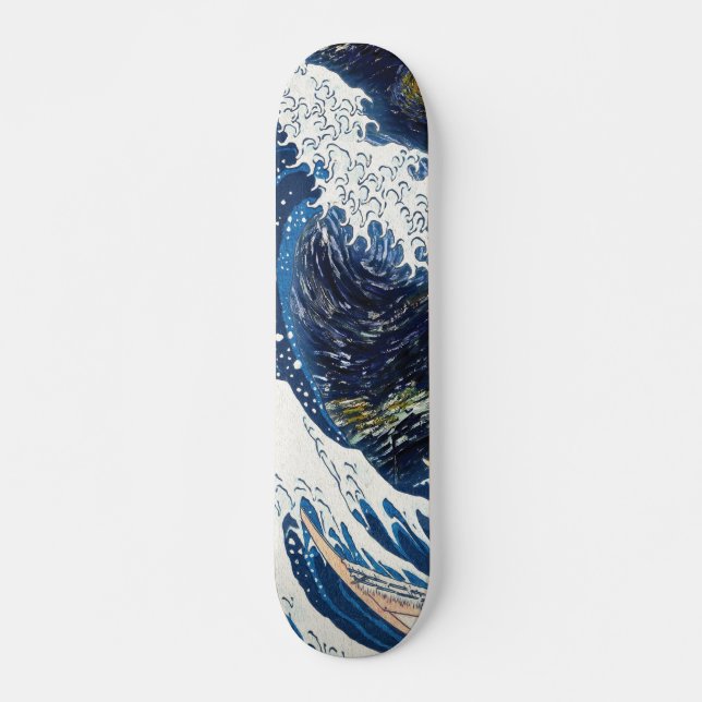 Skateboard Olas Kanagawa, patrón de arte japonés (Anverso )