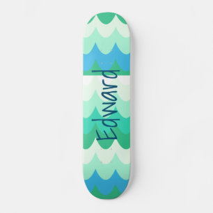 Skateboard Olas marinas azules, verdes y Verde azuladas