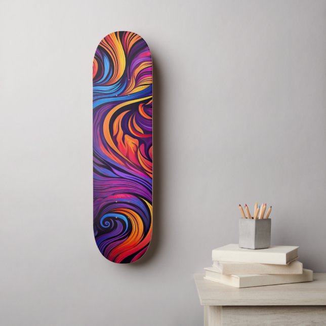 SKATEBOARD OLAS NEONAS (Arte de la pared)