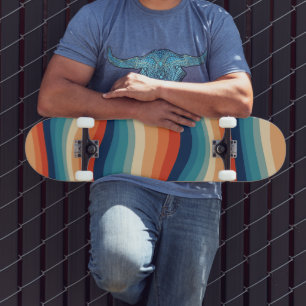 Skateboard Olas Vintage Retro Coloridas