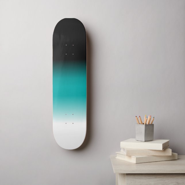 Skateboard Ombre blanco Verde azulado negro (Arte de la pared)