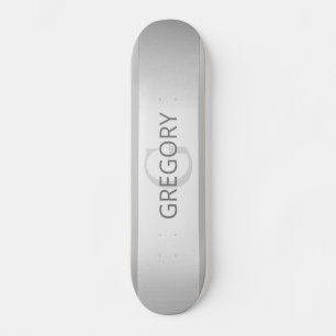 Skateboard Ombre de rayas plateado contemporáneo y gris