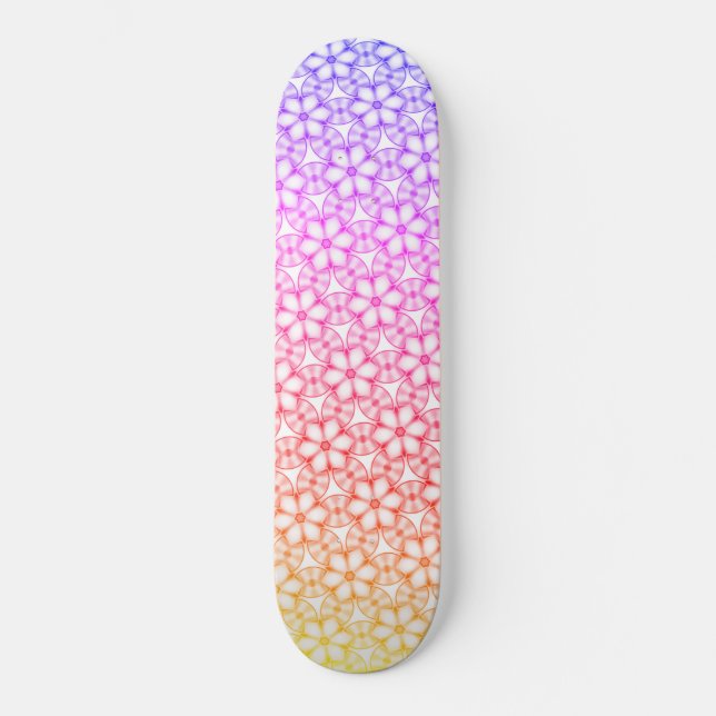 Skateboard Ombre floral tropical hawaiano Kaleidoscope (Anverso)