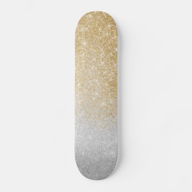 Skateboard Ombre Luxury Design Purpurina Gold y Silver (Anverso)