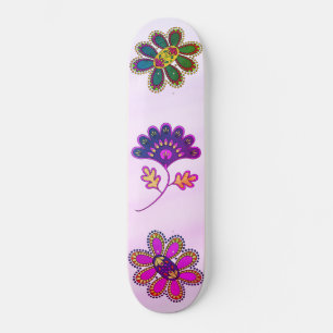 Skateboard Ombre Rosa Pastel Vibrante Floral