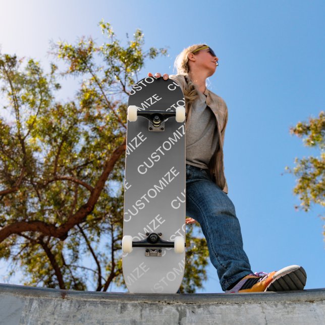 Skateboard Ombre y patrón de texto (color cambiable) (Exterior 1)