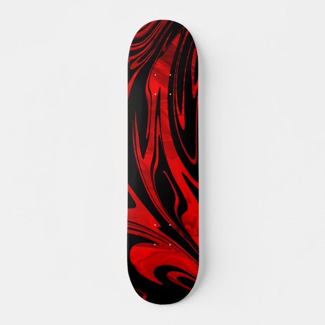Skateboard Onda abstracta de color rojo negro (Anverso )