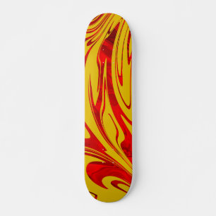Skateboard Onda abstracta rojo amarillo