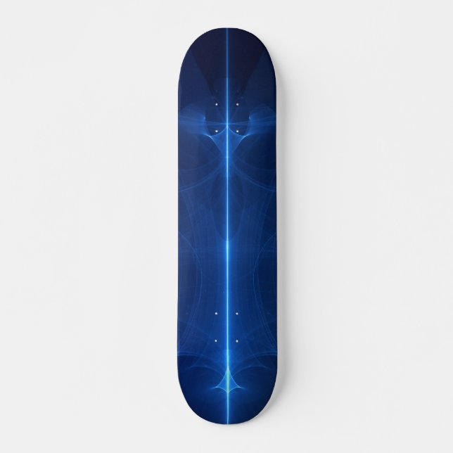 Skateboard Onda de Luz Azul Abstracta (Anverso )