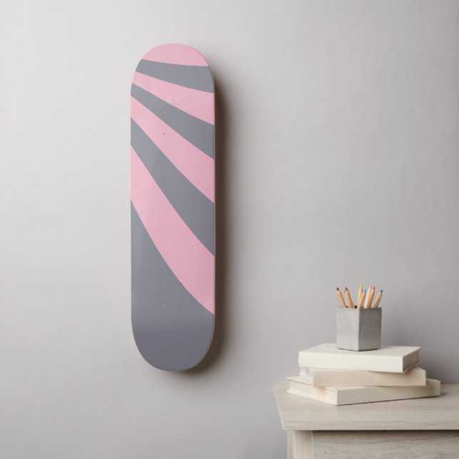 Skateboard Onda gris y rosa (Arte de la pared)
