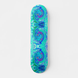 Skateboard Onda líquida azul y verde de océano abstracto groo