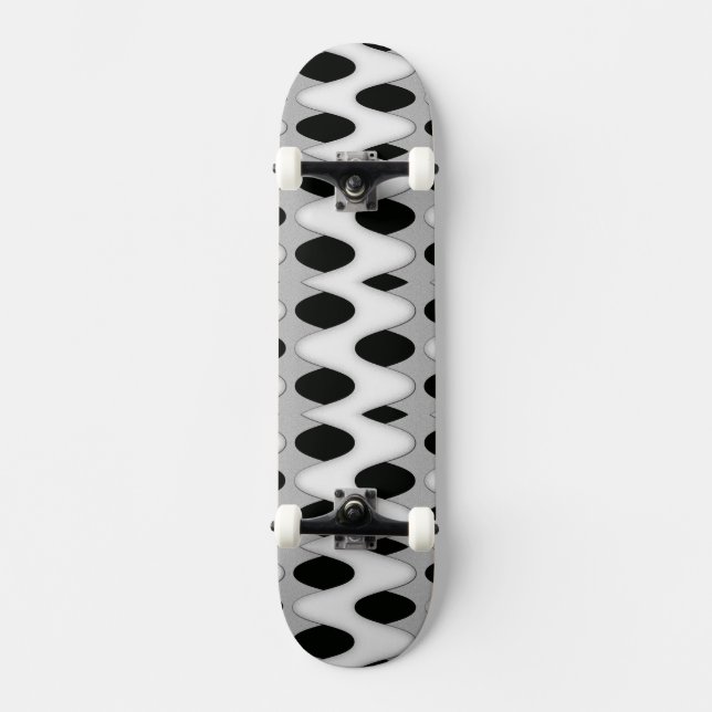 Skateboard Onda negra y blanca (Anverso)