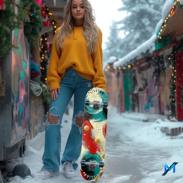 Skateboard Ondas abstractas dinámicas con texto en negrita (Subido por el creador)