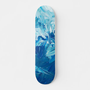 Skateboard Ondas de pintura azul abstractas
