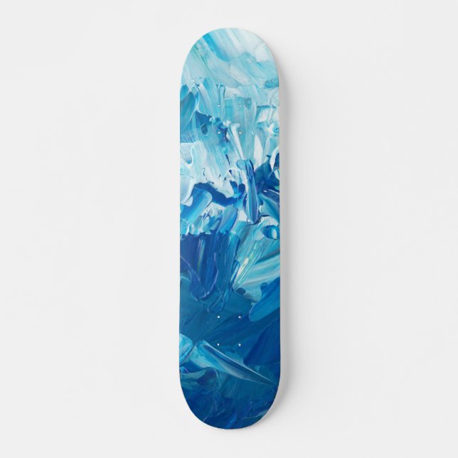 Skateboard Ondas de pintura azul abstractas (Anverso )