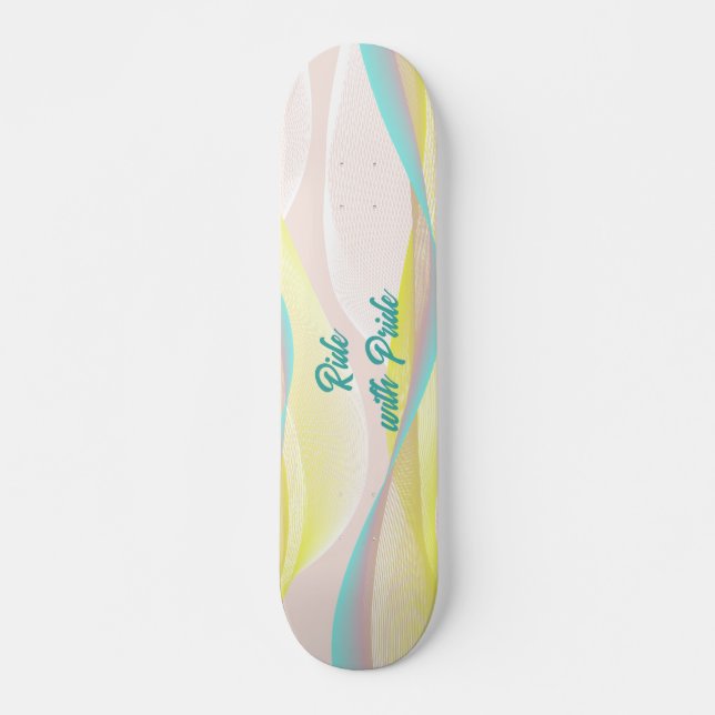 Skateboard Ondas fluidas y malla abstractas modernas en paste (Anverso )