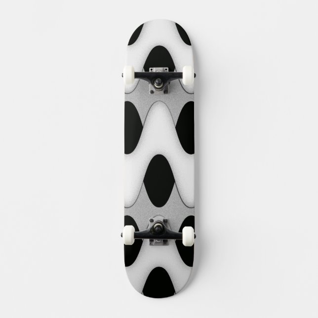 Skateboard Ondas negras y blancas (Anverso)