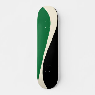 Skateboard Ondas simples 2 en verde, crema y negro