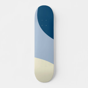 Skateboard Ondas simples - Azul oscuro, azul claro y crema