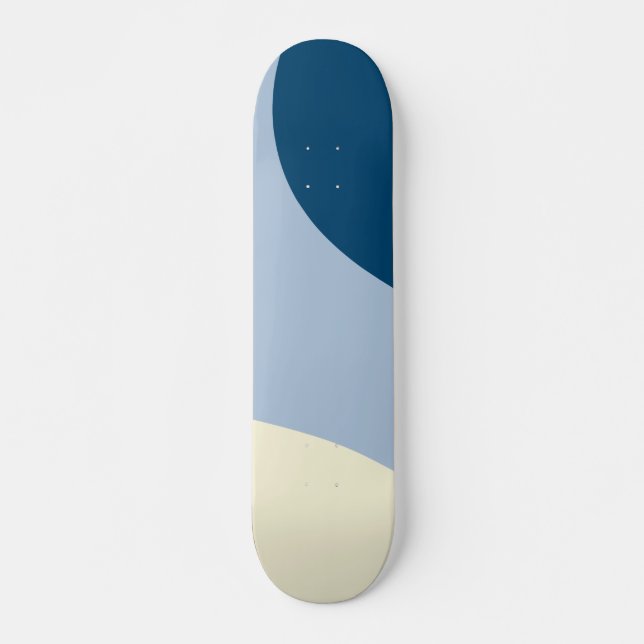 Skateboard Ondas simples - Azul oscuro, azul claro y crema (Anverso )