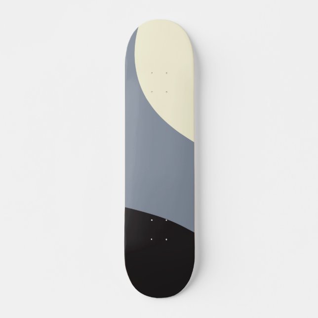Skateboard Ondas simples - Negro, gris y crema (Anverso )
