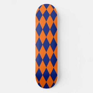 Skateboard Orange and Blue Harlequin Checkered Design 