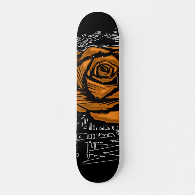 Skateboard Orange Rugged Rose Graffiti Art • Urban Street (Anverso )