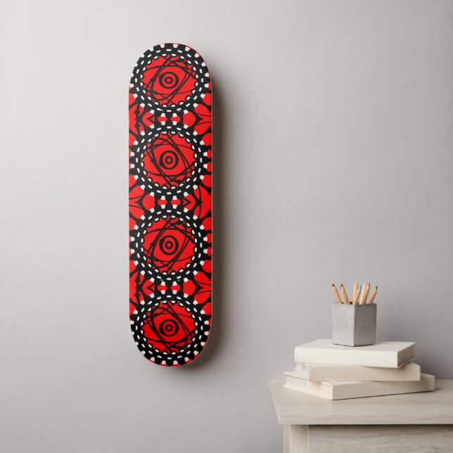 Skateboard Orbita espacial étnica Kaleidoscope J Red (Arte de la pared)