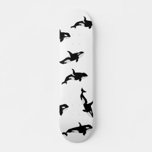 Skateboard Orca Patrón de bacalao de ballena Océano blanco