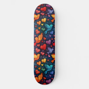 Skateboard Orgullo Gay Corazones Arcoiris palomas LGBTQ+ Skat