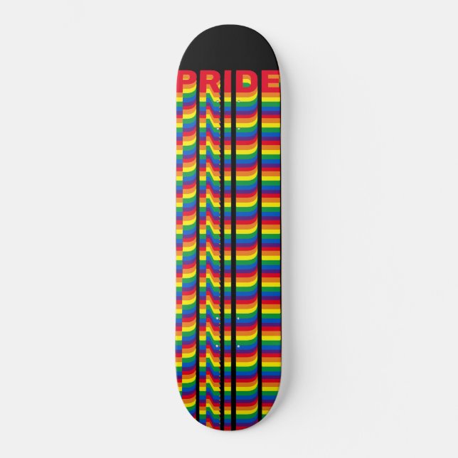 Skateboard Orgullo lgbt lgbtq queer gay arcoíris retro negro (Anverso)