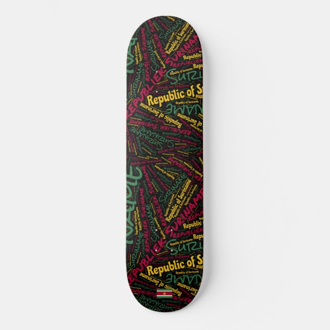 Skateboard Orgullo Nacional de Surinam Nube de palabras (Anverso)