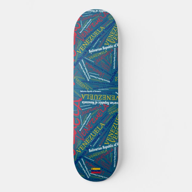 Skateboard Orgullo Nacional de Venezuela Nube de palabras (Anverso)