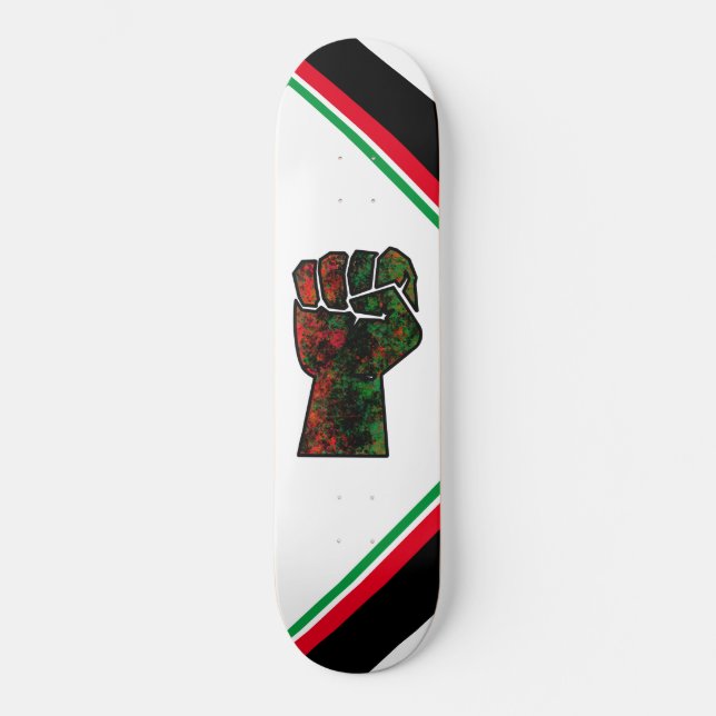 Skateboard orgullo negro bandera panafricana roja verde puño  (Anverso)