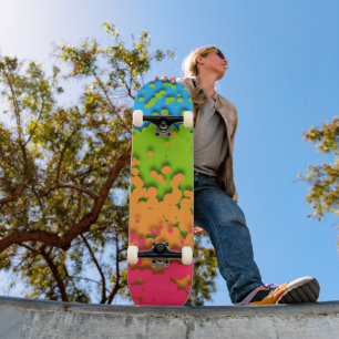 Skateboard Orgulloso Panromántico Retro Groovy Burbujeante Tr