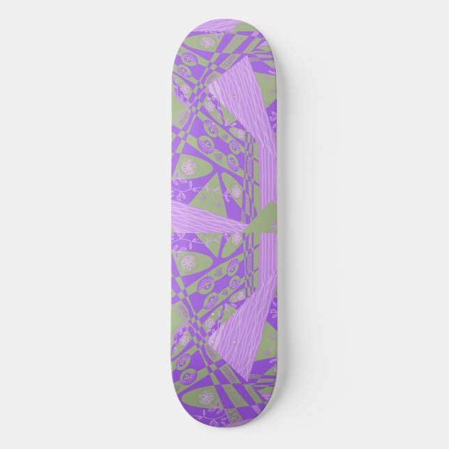 Skateboard Origami Chintz (L) Dusty Green Purple Leggings (Anverso)