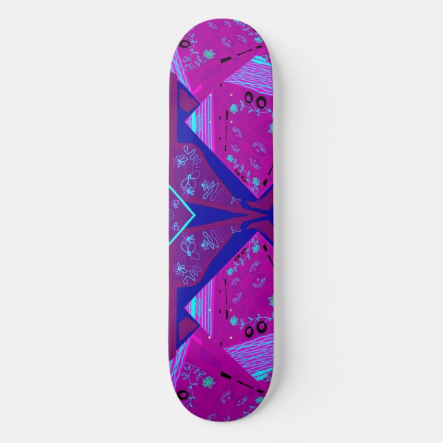 Skateboard Origami Chintz (L) Fuchsia Turquoise Blue Magenta (Anverso)