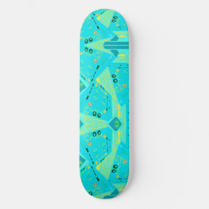 Skateboard Origami Chintz (L) Turquesa Amarillo Verde azulado