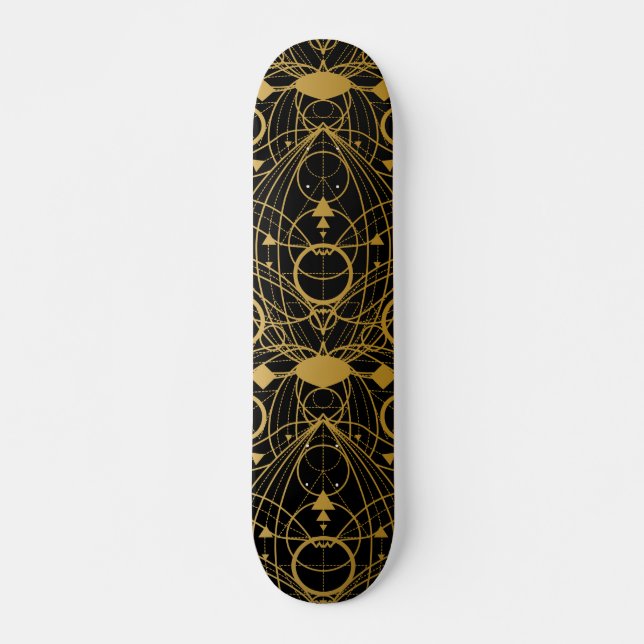 Skateboard Ornamentos de oro negro (Anverso )
