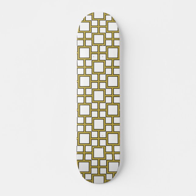 Skateboard Oro de patrón cuadrado moderno (Anverso )