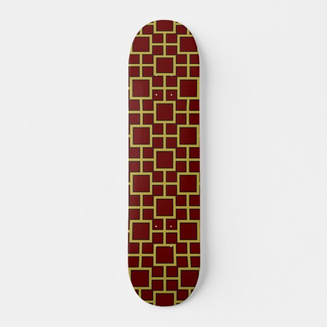 Skateboard Oro de patrón cuadrado moderno (Anverso )