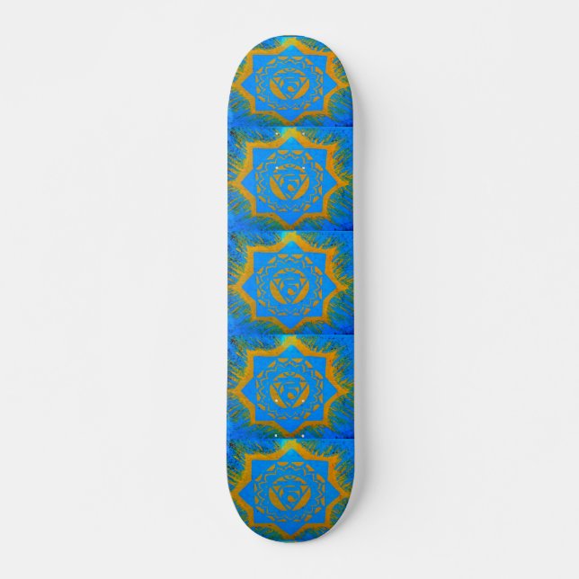 Skateboard oro en símbolo azul tántrico (Anverso )