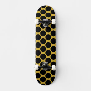 Skateboard Oro metálico con estilo de punto negro